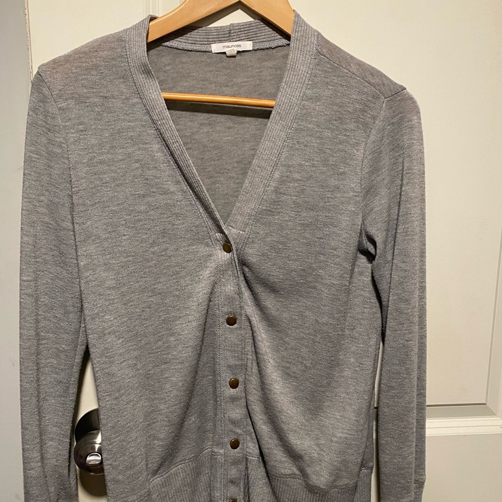 Maurices Heather Gray Button-Up Cardigan